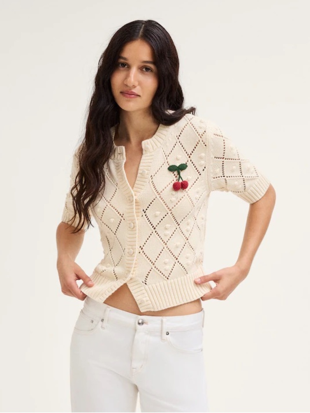NWT Madewell Bauble Pointelle-Stitch Cardigan in 100% Cotton